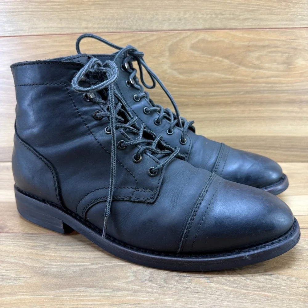 Thursday Boots Captain Cap Toe Leather Mens 10.5 Black Business Casual Modern